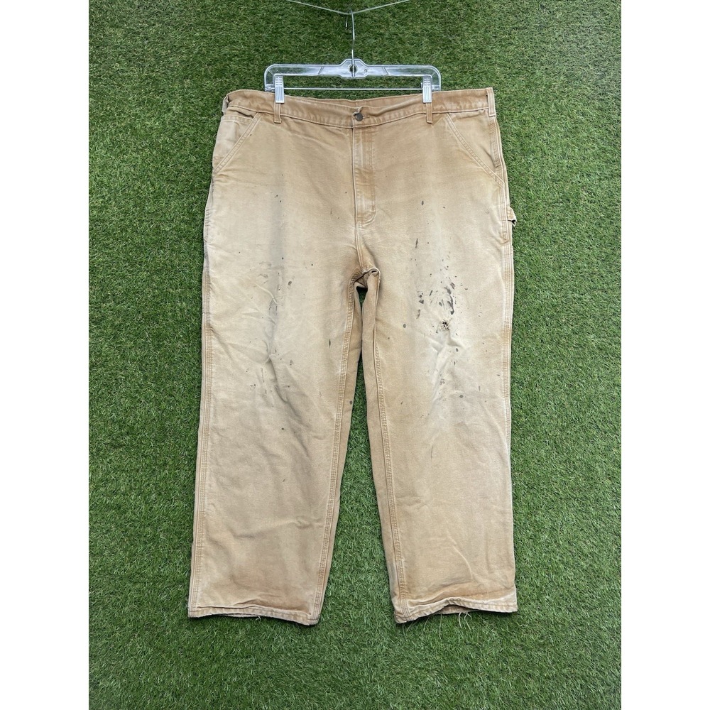 Carhartt Carpenter Pants Mens 42x30 B11 BRN Canvas Utility Workwear Khaki Work